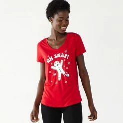 Petite Celebrate Together V-Neck Graphic Tee Snow Wine -Celebrate Together store unnamed file 100