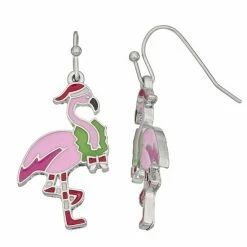 Celebrate Together™ Silver Tone Wreath Flamingo Earrings