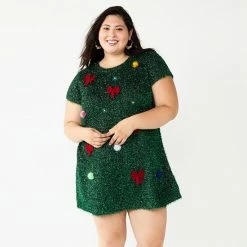 Plus Size Celebrate Together Light-Up Christmas Tree Fit & Flare Dress
