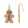 Celebrate Together™ Glitter Acetate Gingerbread Man Nickel Free Drop Earrings
