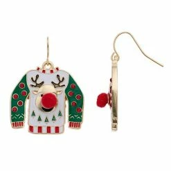 Celebrate Together Crystal Christmas Sweater Nickel Free Enamel Earrings