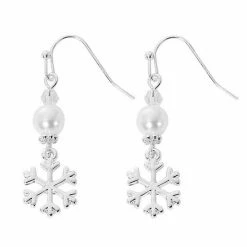 Celebrate Together Silver Tone Christmas Nickel Free Snowflake Earrings