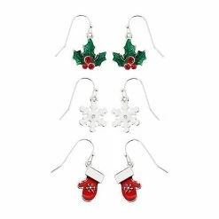 Celebrate Together Silver Tone Christmas Nickel Free Earring Set