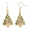 Celebrate Together™ Gold Tone Decorated Christmas Tree Nickel Free Drop Earrings