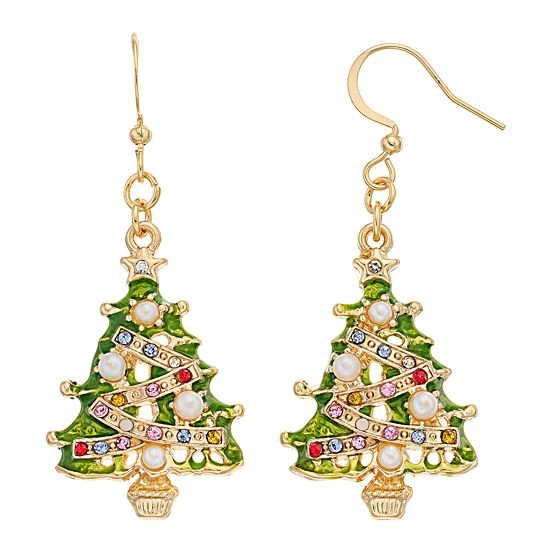 Celebrate Together™ Gold Tone Decorated Christmas Tree Nickel Free Drop Earrings 1 Celebrate Together™ Gold Tone Decorated Christmas Tree Nickel Free Drop Earrings