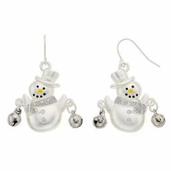 Celebrate Together™ Silver Tone Snowman Christmas Nickel Free Drop Earrings