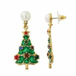 Celebrate Together Gold Tone Christmas Tree Nickel Free Earrings