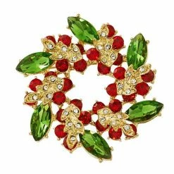 Celebrate Together Gold Tone Christmas Wreath Nickel Free Pin