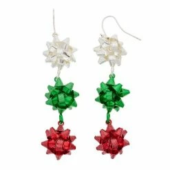 Celebrate Together™ Silver Tone Triple Christmas Bow Nickel Free Drop Earrings