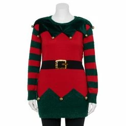 Plus Size Celebrate Together Crewneck Tunic Christmas Sweater Elf Tunic