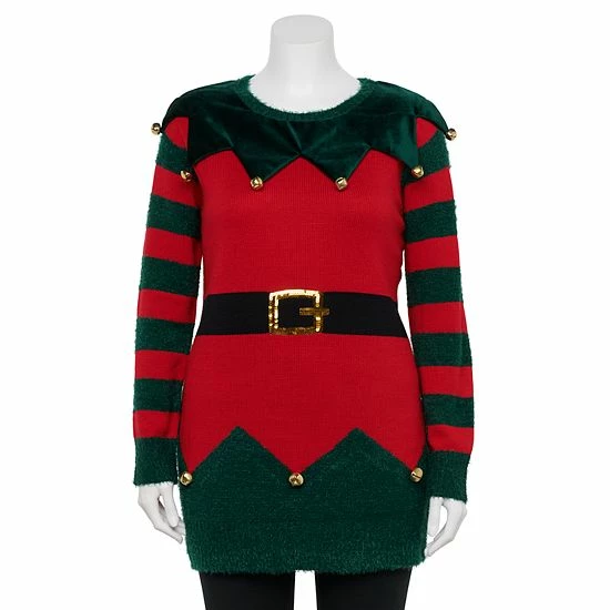 Plus Size Celebrate Together Crewneck Tunic Christmas Sweater Elf Tunic 1 Plus Size Celebrate Together Crewneck Tunic Christmas Sweater Elf Tunic