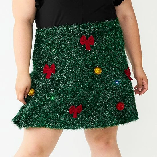 Plus Size Celebrate Together Light-Up Christmas Tree Skater Skirt 1 Plus Size Celebrate Together Light-Up Christmas Tree Skater Skirt