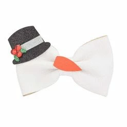 Celebrate Together™ White Bow With Glitter Snowman Hat Hair Clip