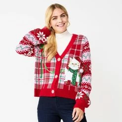 Women's Celebrate Together™ Button-Front Christmas Sweater Cardigan Deer Couple 8 Women's Celebrate Together™ Button-Front Christmas Sweater Cardigan Deer Couple -Celebrate Together store unnamed file 27