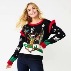 Women's Celebrate Together™ Crewneck Ruffled Sleeve Christmas Sweater