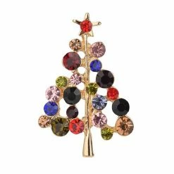 Celebrate Together™ Gold Tone And Multi Colored Stone Christmas Tree Nickel Free Pin