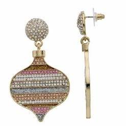 Celebrate Together Crystal Christmas Ornament Nickel Free Drop Earrings