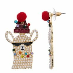 Celebrate Together Crystal Christmas Cool Llama Nickel Free Earrings