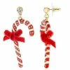 Celebrate Together™ Candy Cane With Stones & Bow Drop Earrings