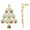 Celebrate Together™ Multi Color Stones Mini Christmas Tree Drop Earrings