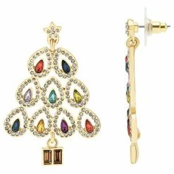 Celebrate Together™ Multi Color Stones Mini Christmas Tree Drop Earrings