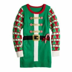 Women's Celebrate Together™ Crewneck Elf Tunic Christmas Sweater -Celebrate Together store unnamed file 4
