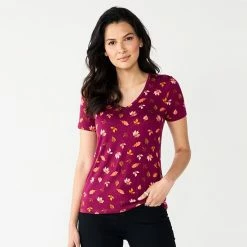 Women's Celebrate Together™ Fall V-Neck Short Sleeve Tee Hey Boo Black -Celebrate Together store unnamed file 415