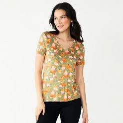 Women's Celebrate Together™ Fall V-Neck Short Sleeve Tee Hey Boo Black -Celebrate Together store unnamed file 418