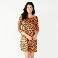 Women's Celebrate Together™ Halloween Print Swing Dress Leaves -Celebrate Together store unnamed file 423