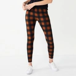 Women's Celebrate Together™ Halloween Soft Leggings Brown Buffalo Check -Celebrate Together store unnamed file 431