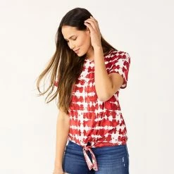 Women's Celebrate Together™ Tie-Front Print Tee Red White Blue -Celebrate Together store unnamed file 468