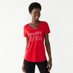 Petite Celebrate Together V-Neck Graphic Tee Snow Wine