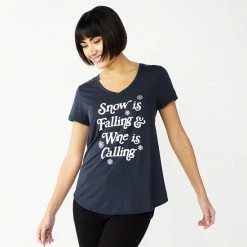 Petite Celebrate Together V-Neck Graphic Tee Snow Wine -Celebrate Together store unnamed file 98